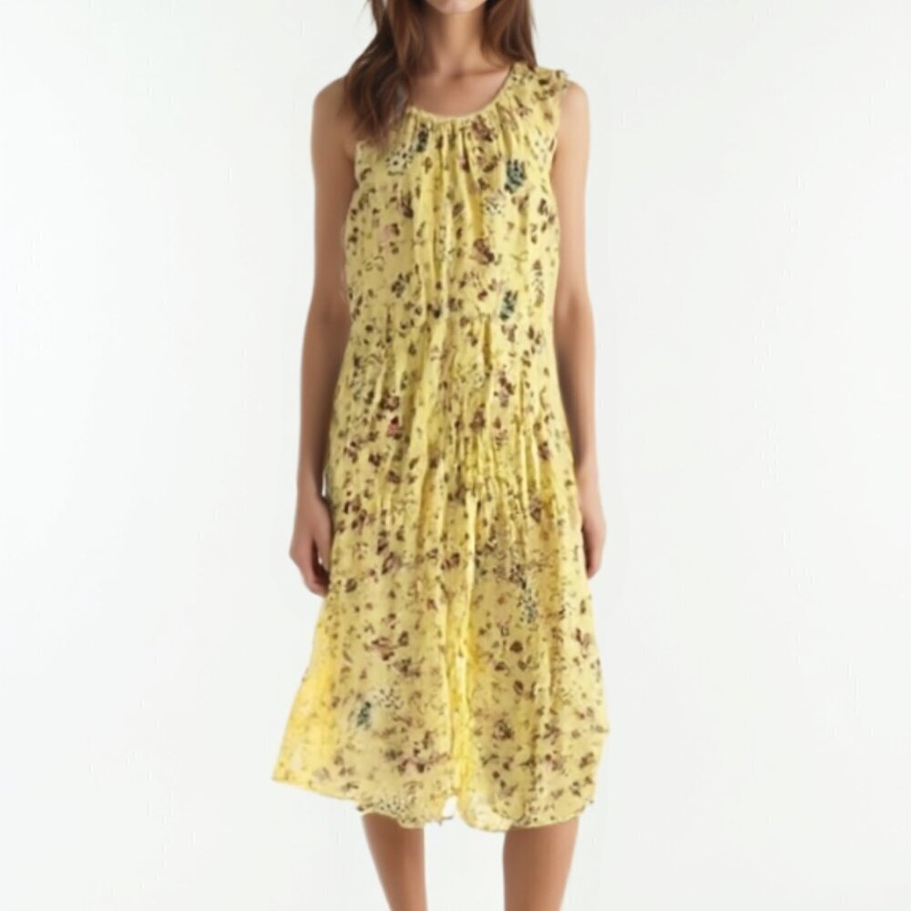 Design lab Floral Yellow Sleeveless Dress S